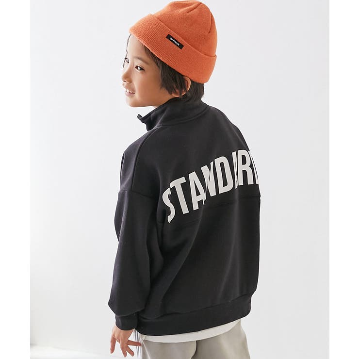 001-ブラック | STANDARD バックロゴプリント ハーフジップ裏起毛トレーナー | devirock