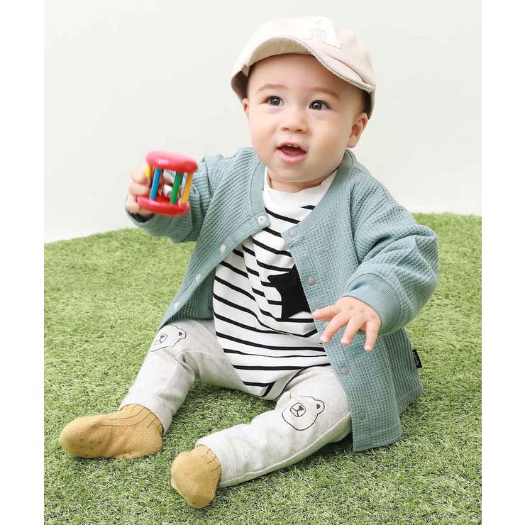 ダスティブルー | UVカット ベビー ワッフルカーディガン | devirock