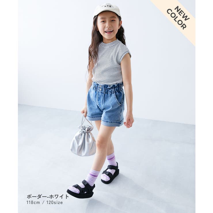 フレンチスリーブ リブ半袖Tシャツ 子供服 キッズ 女の子 Tシャツ トップス | devirock | 詳細画像7 