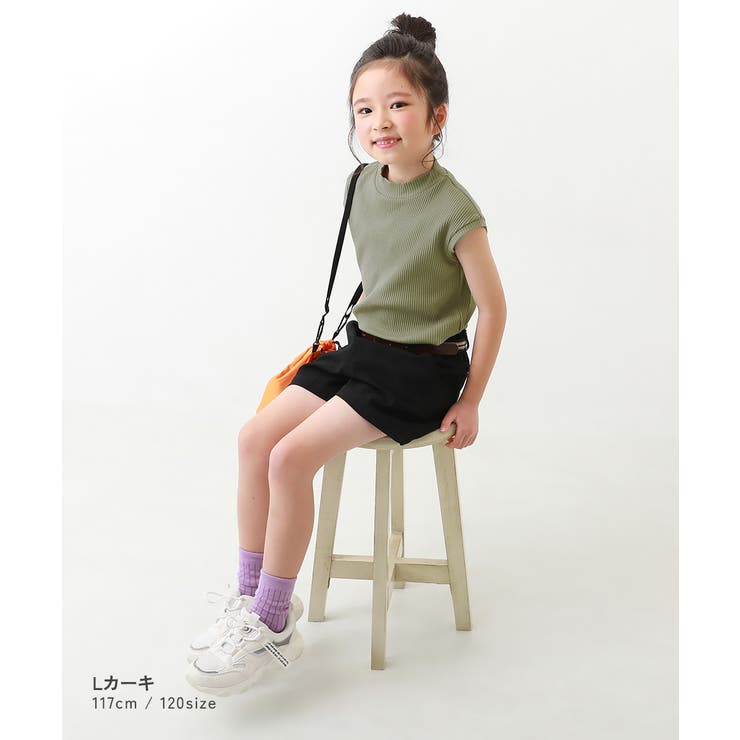 フレンチスリーブ リブ半袖Tシャツ 子供服 キッズ 女の子 Tシャツ トップス | devirock | 詳細画像8 