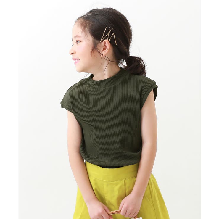 スミクロ | フレンチスリーブ リブ半袖Tシャツ 子供服 キッズ 女の子 Tシャツ トップス | devirock