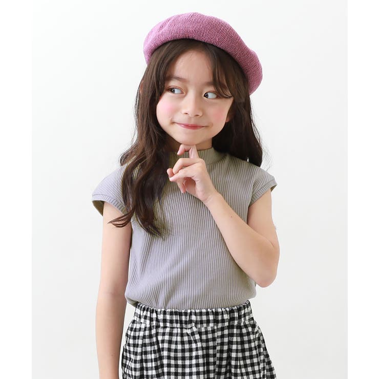 フレンチスリーブ リブ半袖Tシャツ 子供服 キッズ 女の子 T
