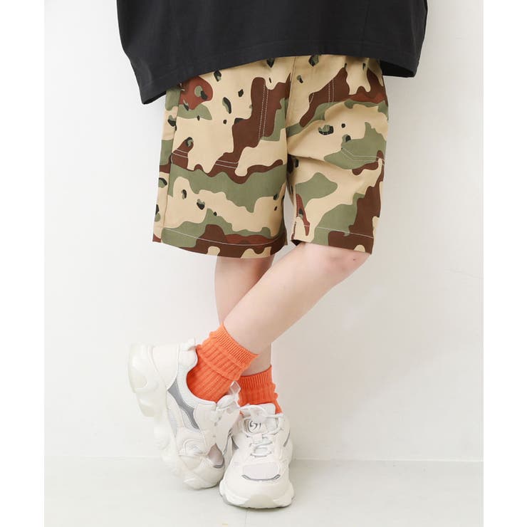 よくばりストレッチ ツイル 総柄ベイカーハーフパンツ[品番