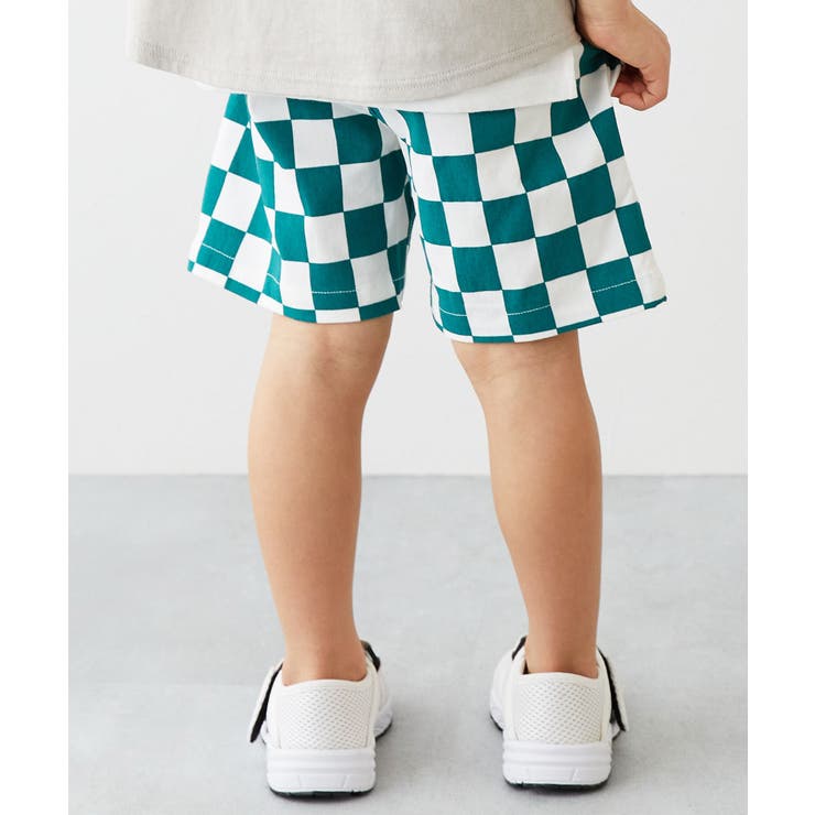 25SS ベージュ チェック柄 ハーフパンツ よくばりストレッチ ツイル 総柄ベイカーハーフパンツ[品番