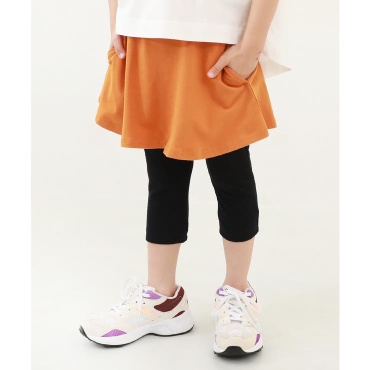 Gオレンジ | 【両側ポケット付き】6分丈 無地スカッツ 子供服 | devirock