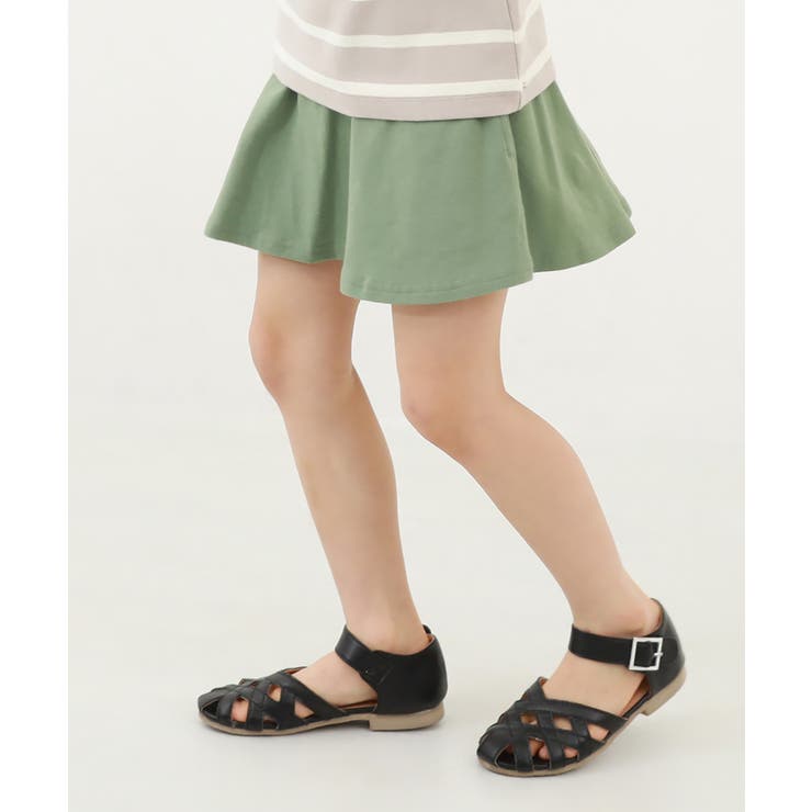 クリームグリーン | 【両側ポケット付き】1分丈 無地スカッツ 子供服 | devirock