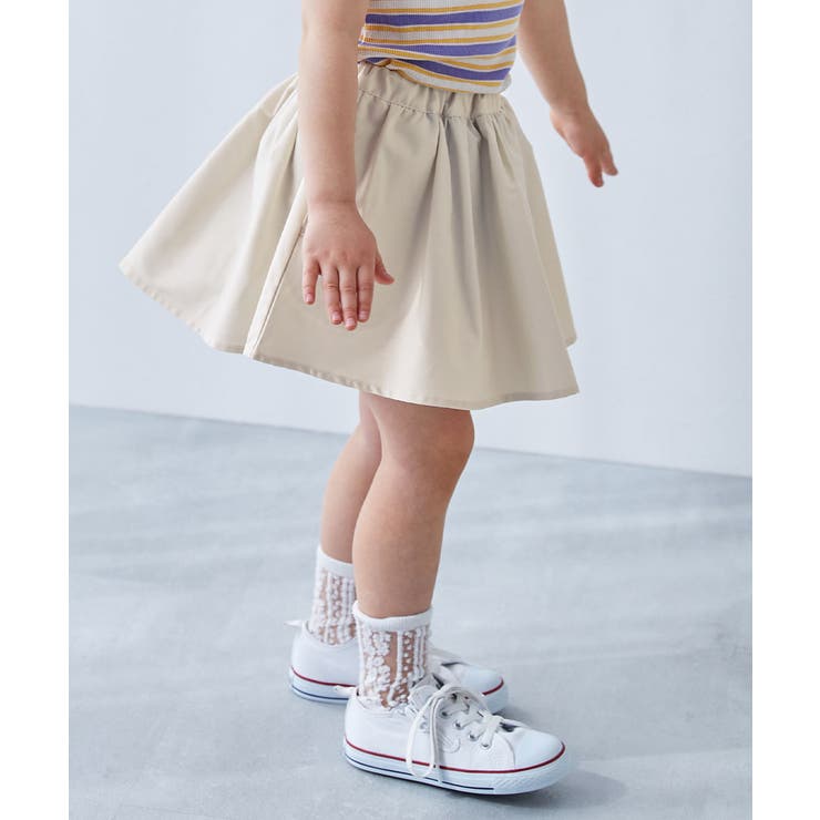 ミニ丈ギャザースカッツ 子供服 キッズ[品番：VR000010045