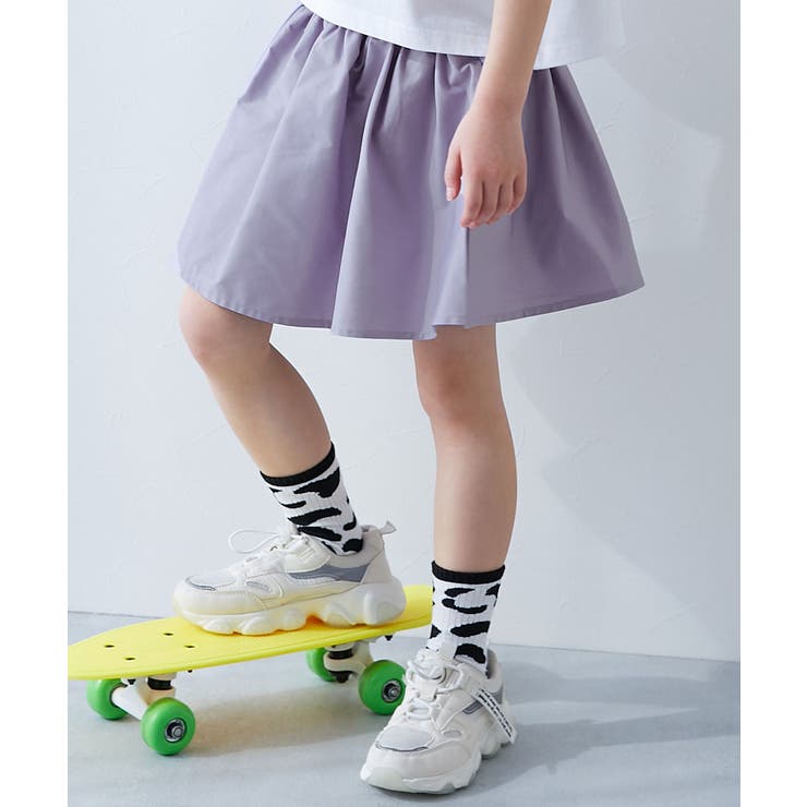 ミニ丈ギャザースカッツ 子供服 キッズ[品番：VR000010045