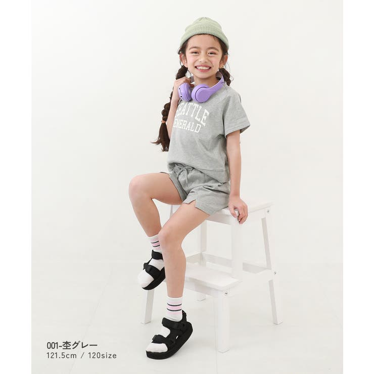 カレッジロゴ半袖セットアップ 子供服 キッズ[品番：VR000010013