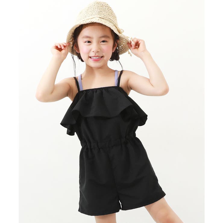 ブラック | UVカット サロペット付き セパレート水着 | devirock