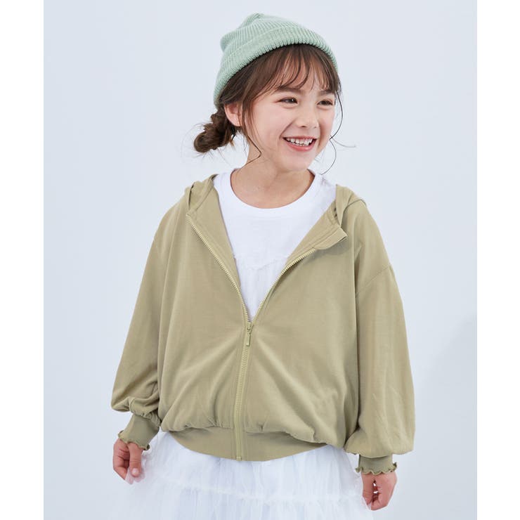 008-ベージュ | UVカット ドロップショルダーパーカー 子供服 | devirock