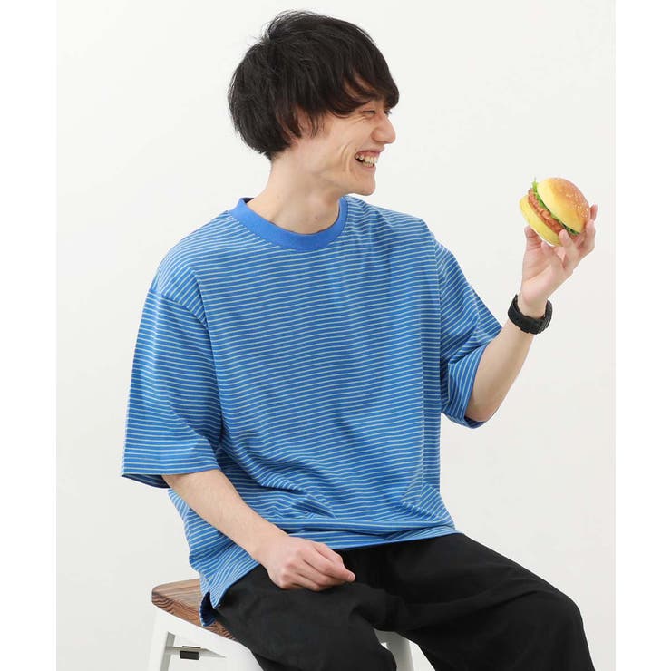 004-ブルー | 綿100% お洗濯してもよれにくい ビッグシルエット | devirock