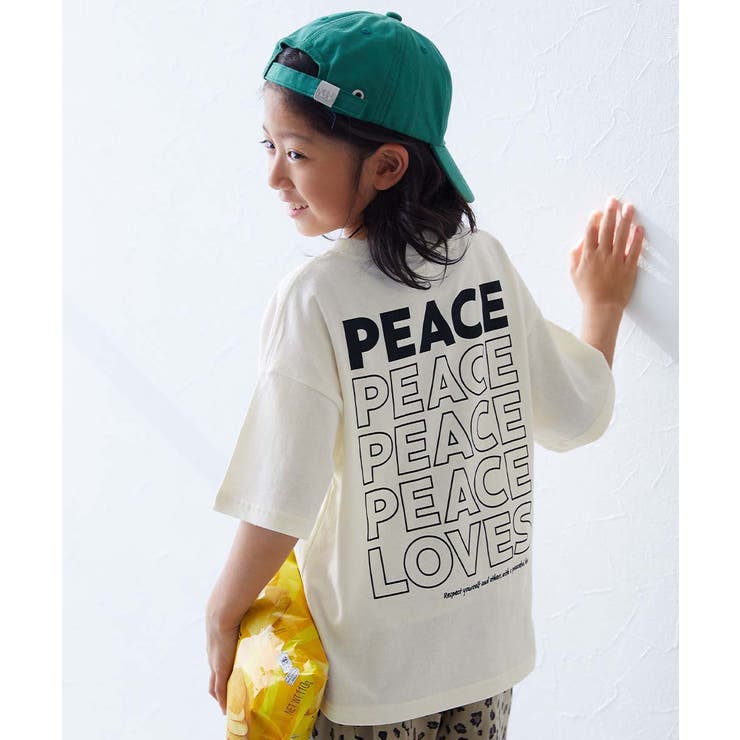 043-PEACE-オフホワイト | 綿100％ デビラボ BIGシルエット | devirock