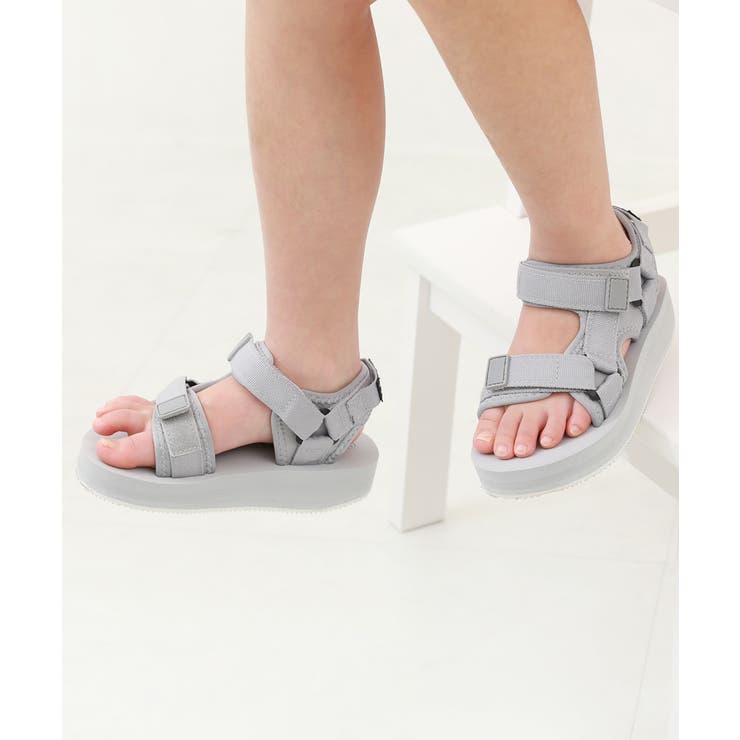002-Lグレー | ボリュームソール スポーツサンダル 子供服 | devirock