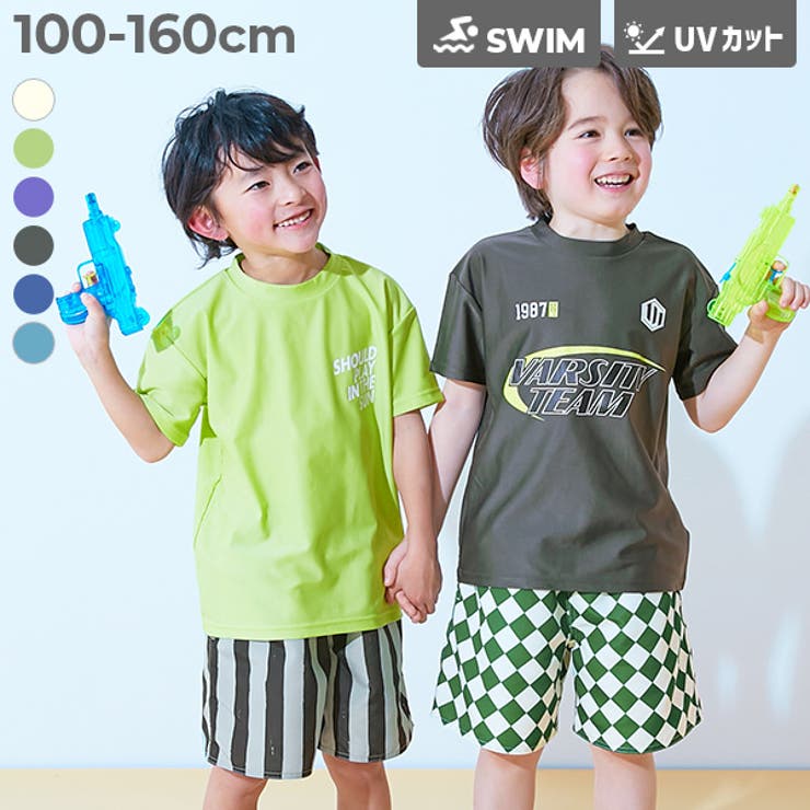 UVカット プリント半袖ラッシュガード＆総柄サーフパンツ セットアップ水着 | devirock | 詳細画像1 