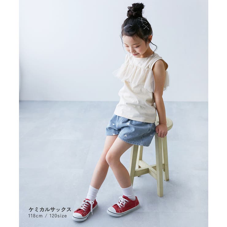 ハート刺繍 デニムショートパンツ 子供服 | devirock | 詳細画像4 