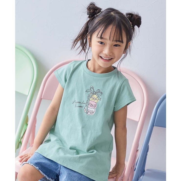 012-マカロン-Sミント | 綿100％ デビラボ プリントチュニックTシャツ | devirock