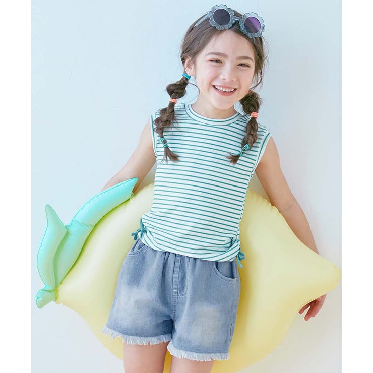 アッシュミント | UVカット 服っぽく着られる ボーダーT&デニムパンツ水着 | devirock