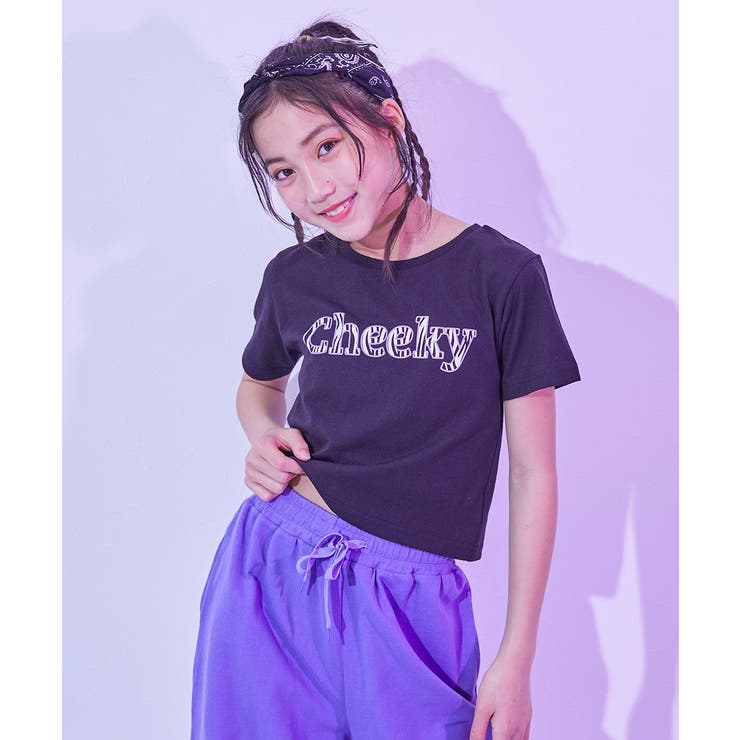 001-ロゴ-ブラック | 【DANCE】ガールズ クロップド丈 半袖Tシャツ | devirock