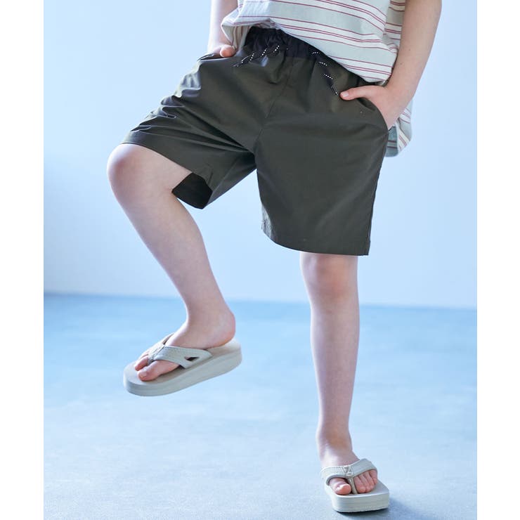 Dオリーブ | シワになりにくい ウエスト切り替え ハーフパンツ | devirock