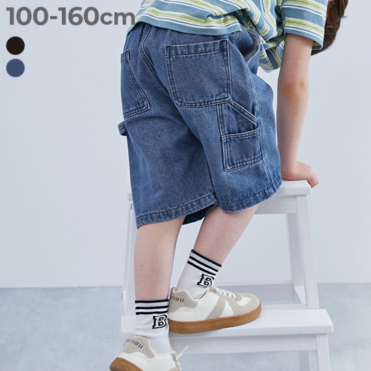 ルーズシルエット デニム ペインターハーフパンツ[品番 ルーズシルエット デニム ペインターハーフパンツ[品番