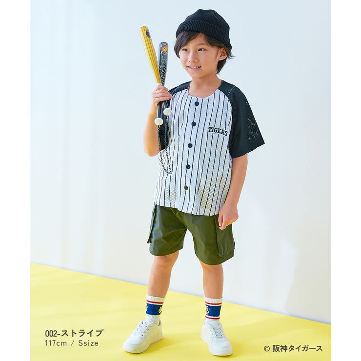 阪神タイガースコラボ キッズベースボールシャツ 子供服[品番