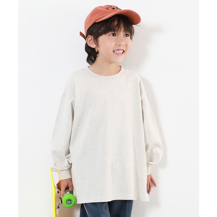 オートミール | 綿100% お洗濯してもよれにくい無地ビッグシルエット 袖リブ長袖Tシャツ | devirock