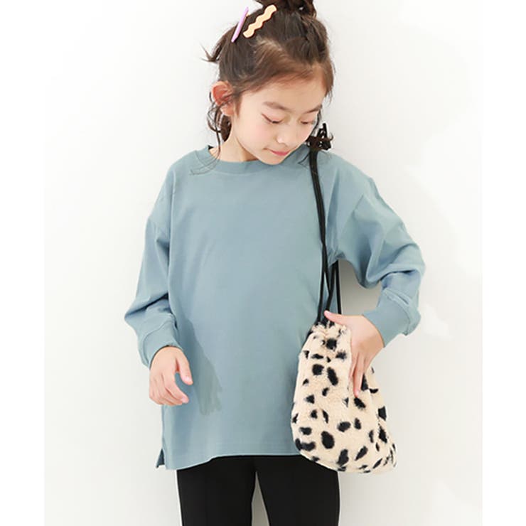 ダスティブルー | 綿100% お洗濯してもよれにくい無地ビッグシルエット 袖リブ長袖Tシャツ | devirock