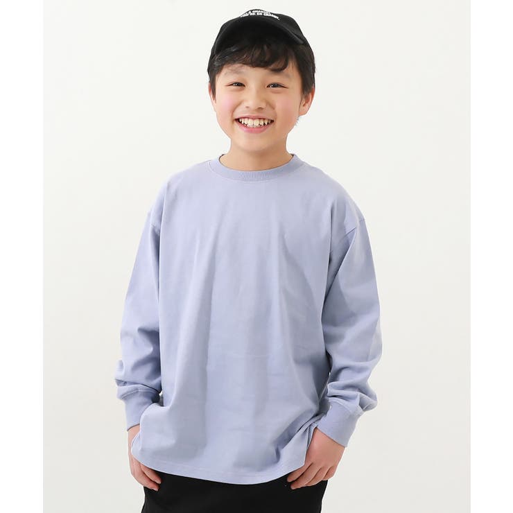 Gブルー | 綿100% お洗濯してもよれにくい無地ビッグシルエット 袖リブ長袖Tシャツ | devirock