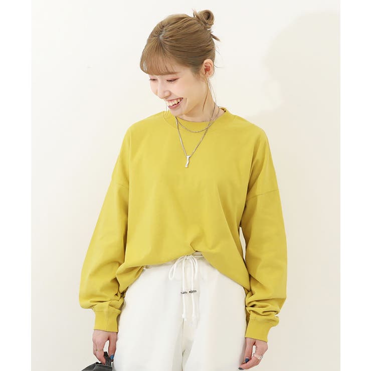 イエロー | 綿100% お洗濯してもよれにくいビッグシルエット 袖リブ大人長袖Tシャツ | devirock
