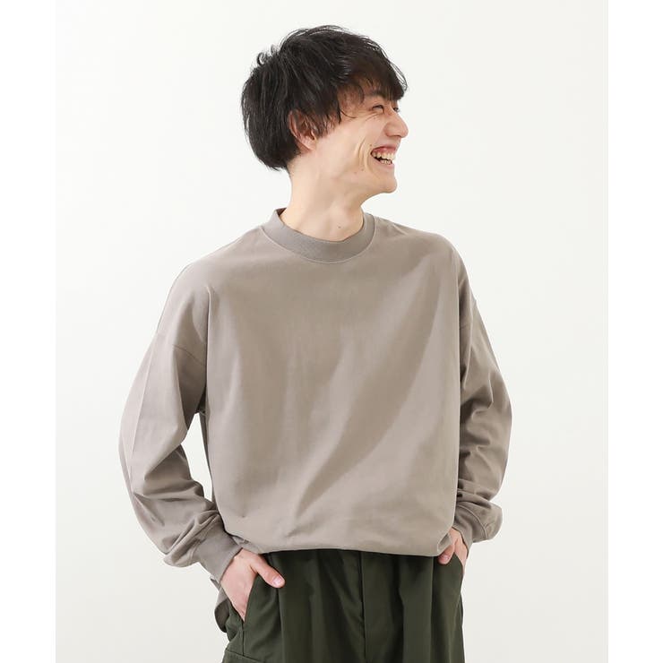 Dグレージュ | 綿100% お洗濯してもよれにくいビッグシルエット 袖リブ大人長袖Tシャツ | devirock