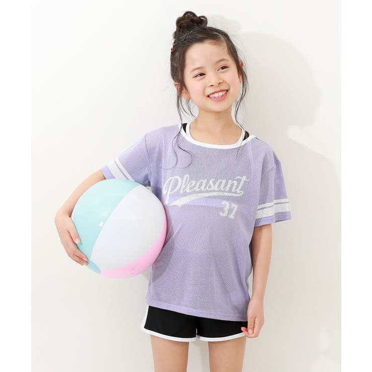 Sバイオレット | メッシュTシャツ付き UVカット セパレート水着3Pセット | devirock