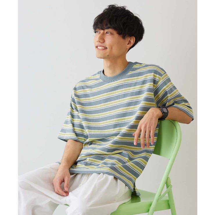 綿100%お洗濯してもよれにくい ビッグシルエット 大人ボーダー半袖T