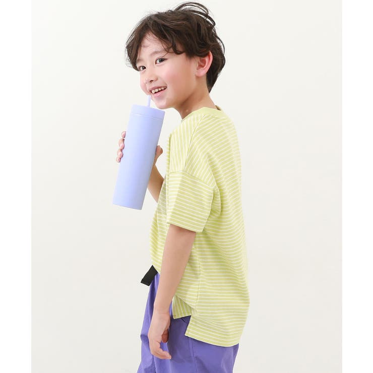 006-イエロー | 綿100%お洗濯してもよれにくい ビッグシルエット ボーダー半袖Tシャツ | devirock