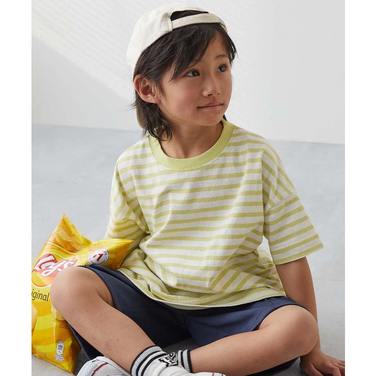 007-Sイエロー | 綿100%お洗濯してもよれにくい ビッグシルエット ボーダー半袖Tシャツ | devirock