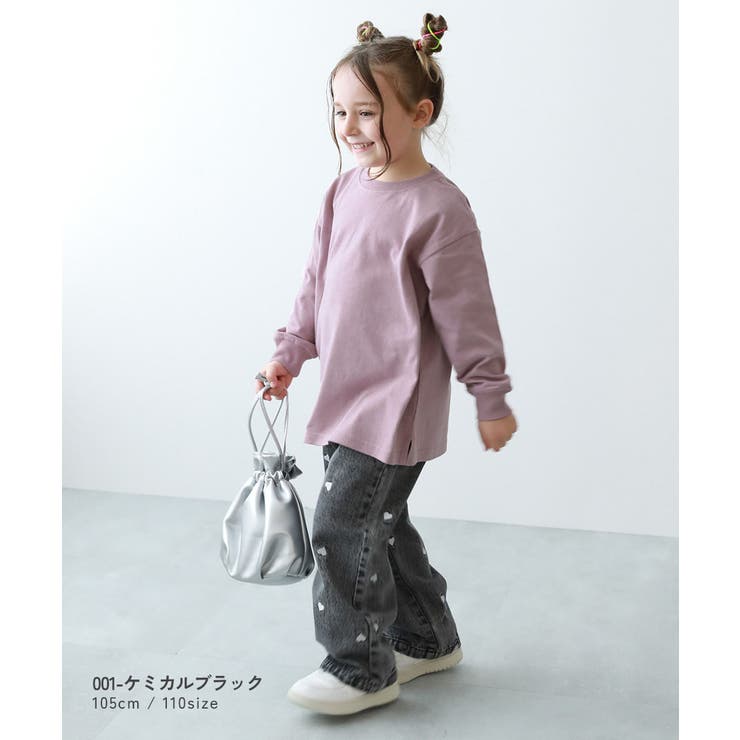 ハートと花がえらべる 刺繍 デニムワイドパンツ | devirock | 詳細画像5 