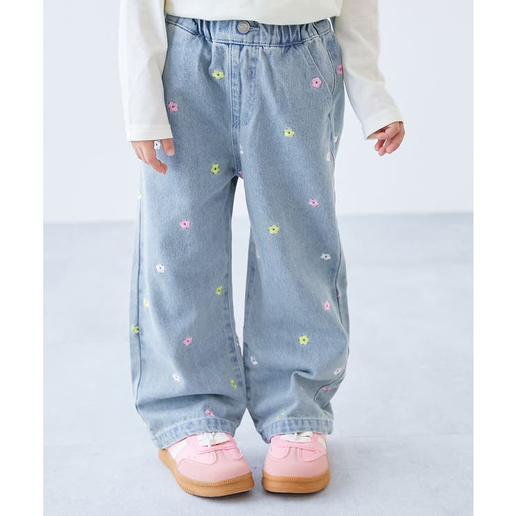 【45R】花柄 ワイド デニムパンツ(サイズ2) lsbtss24-296.jpg