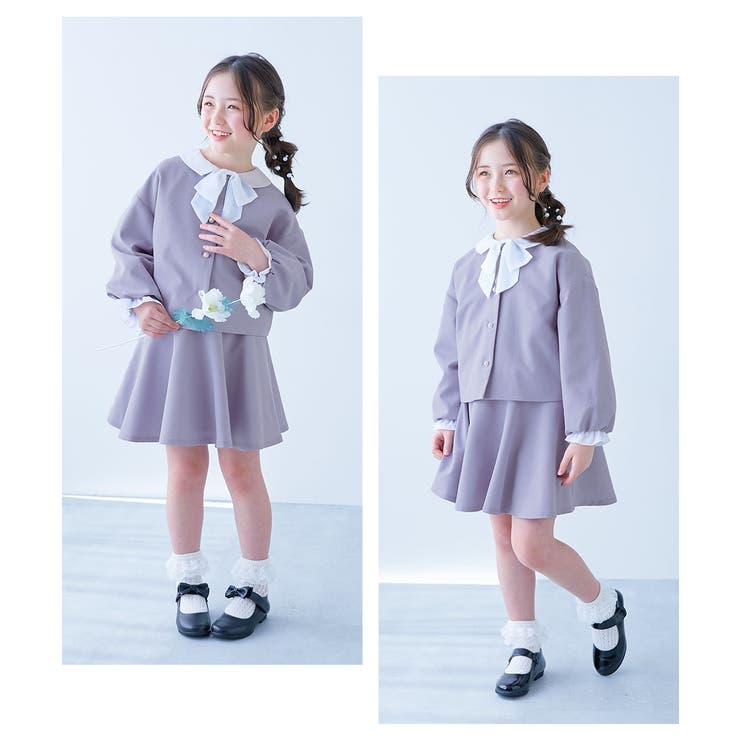 フォーマル ガールズノーカラー 無地セットアップ[品番：VR000010277