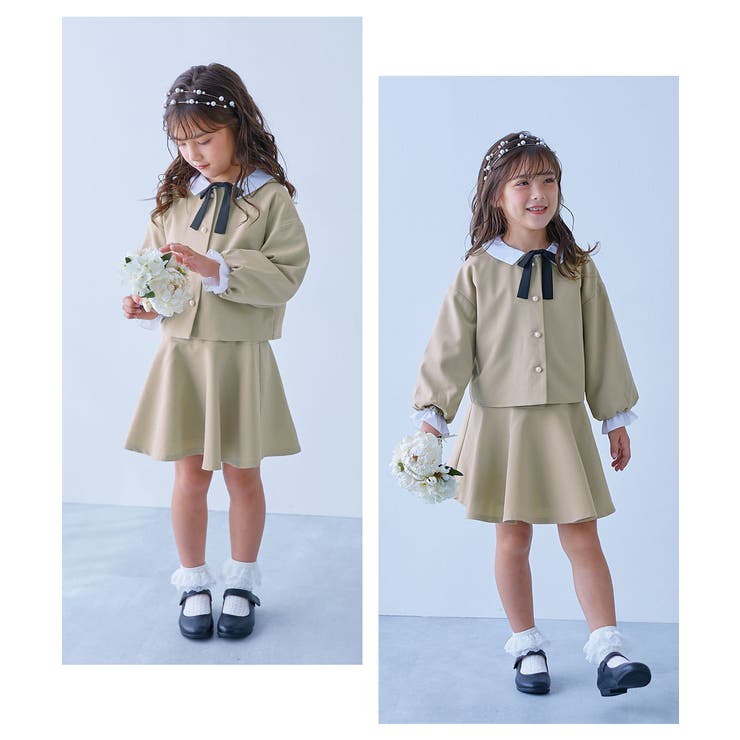 フォーマル ガールズノーカラー 無地セットアップ[品番：VR000010277