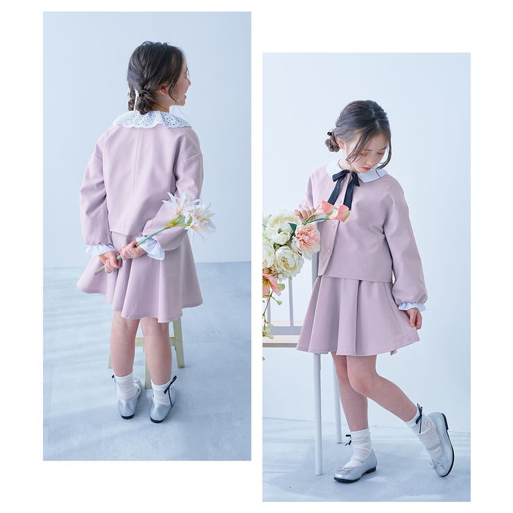 フォーマル ガールズノーカラー 無地セットアップ[品番：VR000010277