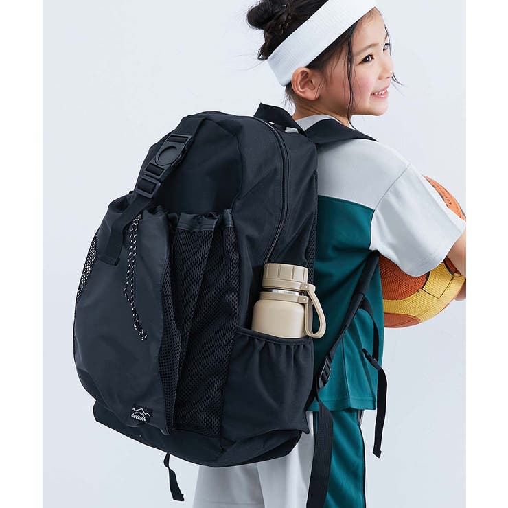 001-ブラック | ボールが収納できる リュックサック 子供服 | devirock