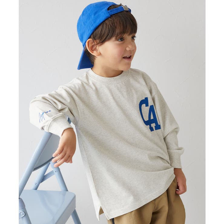 002-CA-オートミール | 綿100% お洗濯してもよれにくい ビッグシルエット袖リブワンポイント刺繍アソー… | devirock