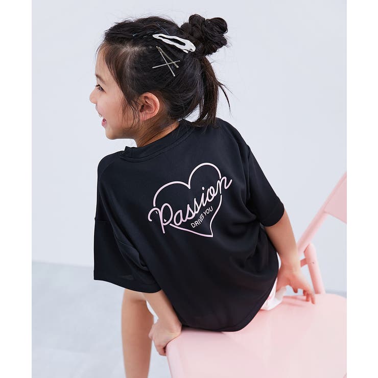 007-ハート-ブラック | 涼感 サラッとメッシュ×デビラボガールズ プリント半袖Tシャツ | devirock