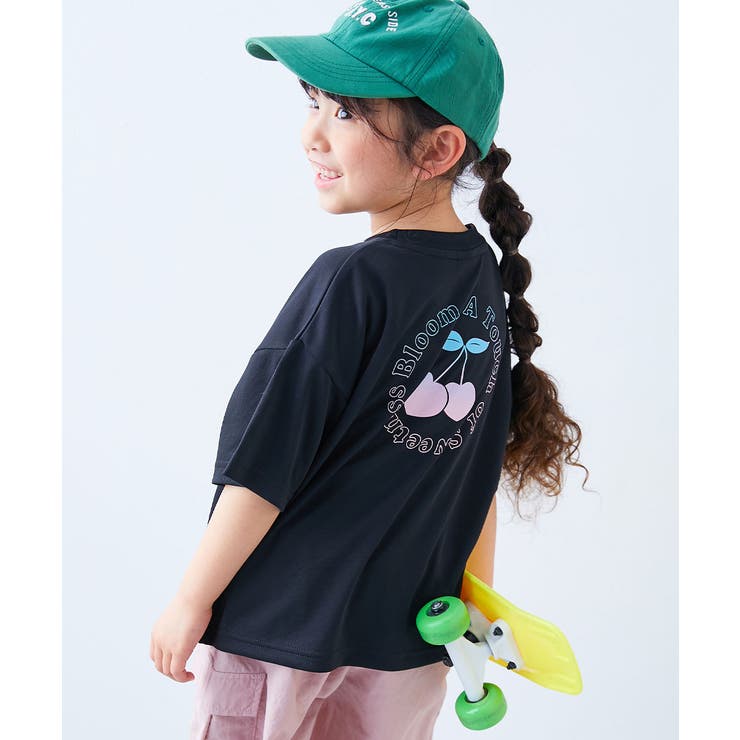 018-チェリー-ブラック | 涼感 サラッとメッシュ×デビラボガールズ プリント半袖Tシャツ | devirock