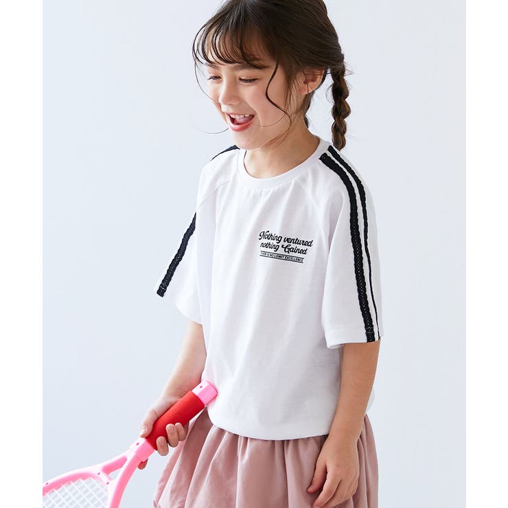 011-ライン-ホワイト | えらべるデザイン ガールズ 半袖Tシャツ | devirock