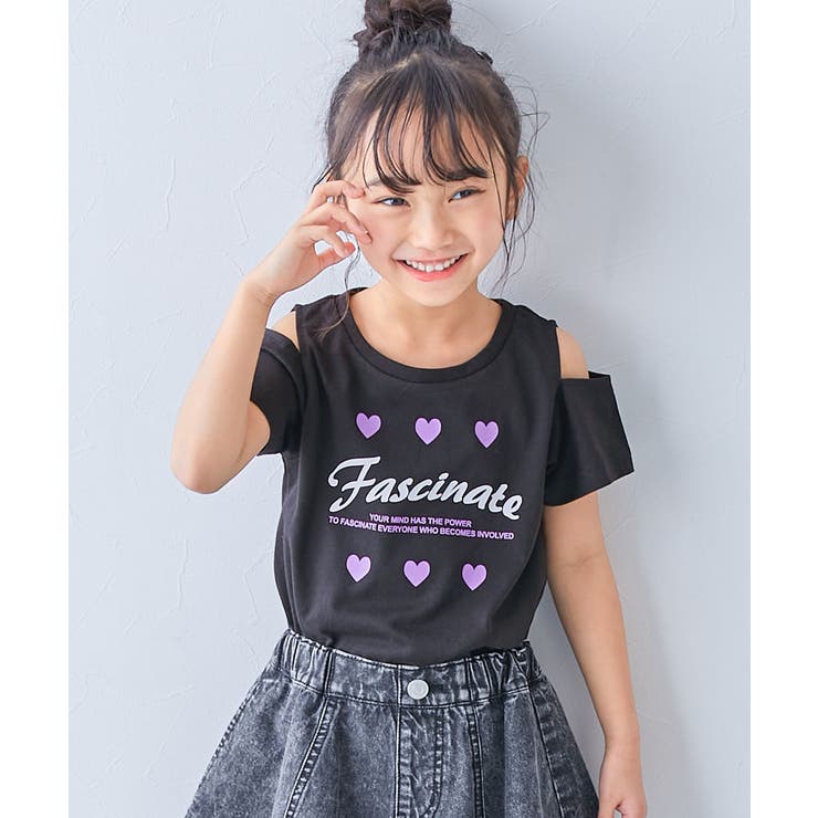 023-肩開き-ブラック | えらべるデザイン ガールズ 半袖Tシャツ | devirock