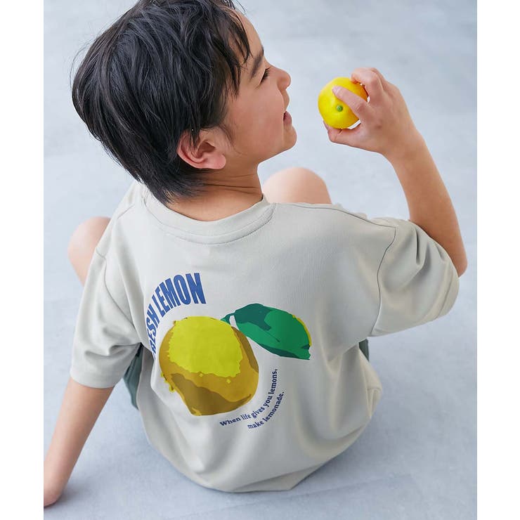 012-レモン-Lグレー | 涼感サラッとメッシュ×デビラボ プリント 半袖Tシャツ | devirock