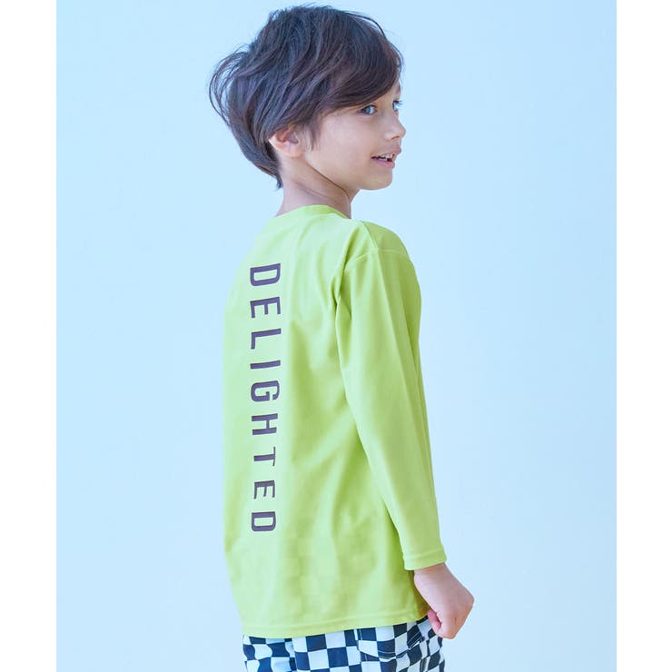 002-ロゴ-Lイエローグリーン | UVカット Tシャツ型 長袖ラッシュガード | devirock