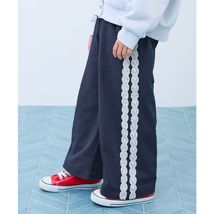 Dネイビー | イージーウォッシュ サイドラインレース ワイドパンツ | devirock