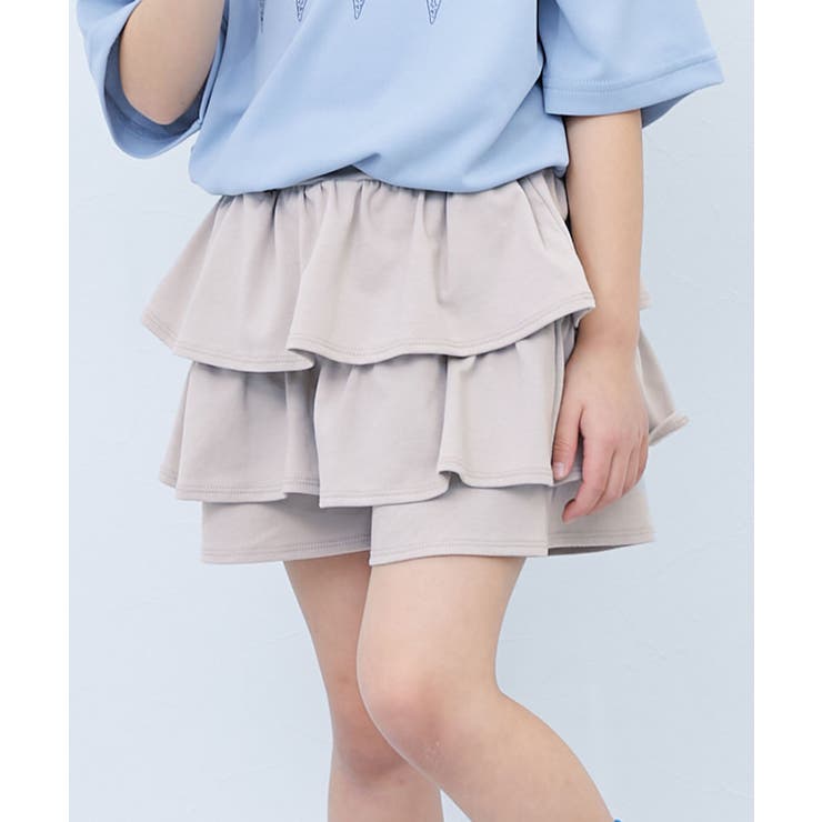 002-Lグレー | 片側ポケット付き 1分丈 ティアードスカパン | devirock